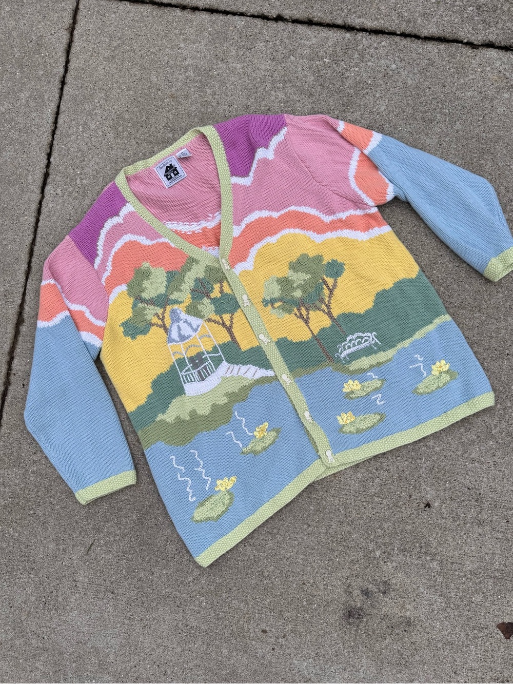 Storybook Knits Pastel Multi Scenic Button-Front Cardigan